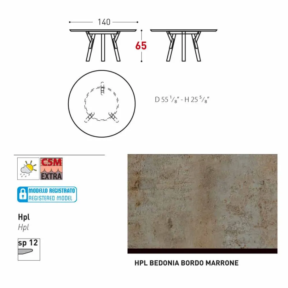 Varaschin Link Round Gartentisch mit Teak Beinen, H 65cm Viadurini