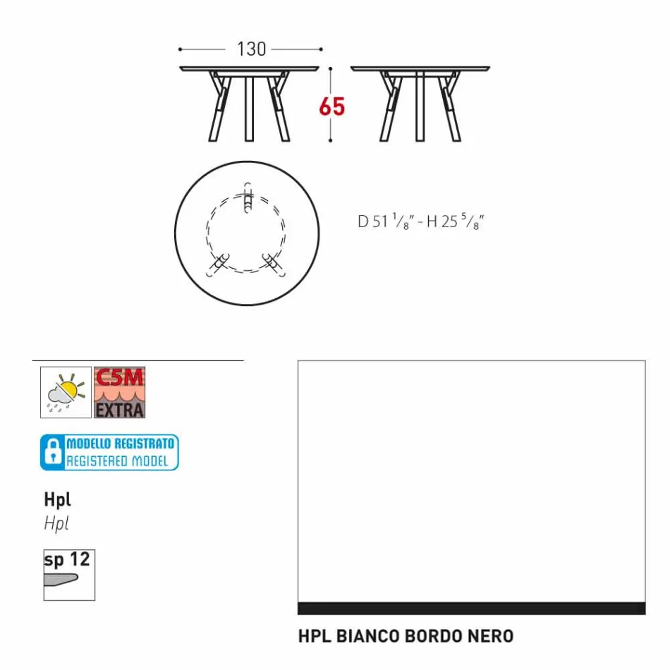Varaschin Link Round Gartentisch mit Teak Beinen, H 65cm Viadurini