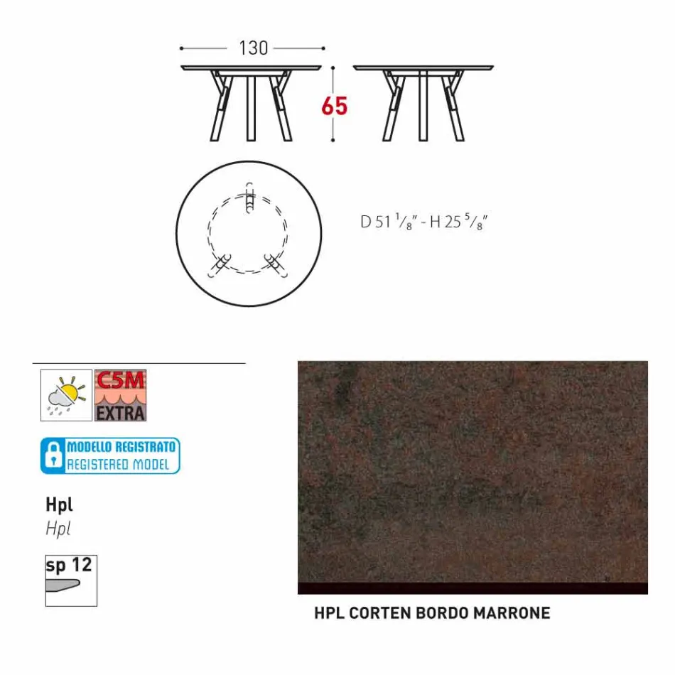 Varaschin Verbindungen Runder Tisch für Innen- / Außen-modernes Design, H 65 cm Viadurini