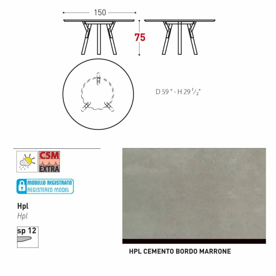 Varaschin verbindet Rundgartentisch mit Teak Beinen, H 75cm Viadurini