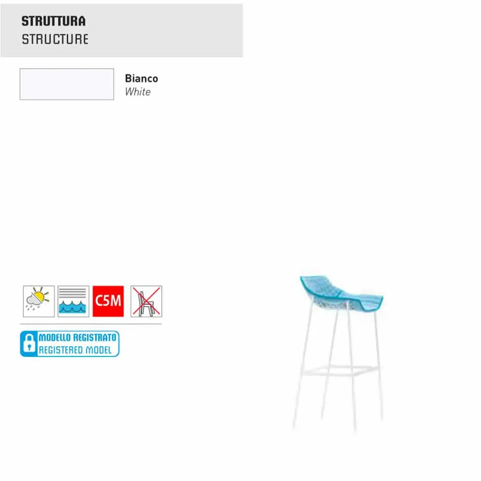 Varaschin Summer Outdoor Hocker aus Stahl und Stoff Viadurini