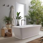 Weiße freistehende Badewanne aus massiver Oberfläche, hergestellt in Italien – Cleopatra Viadurini