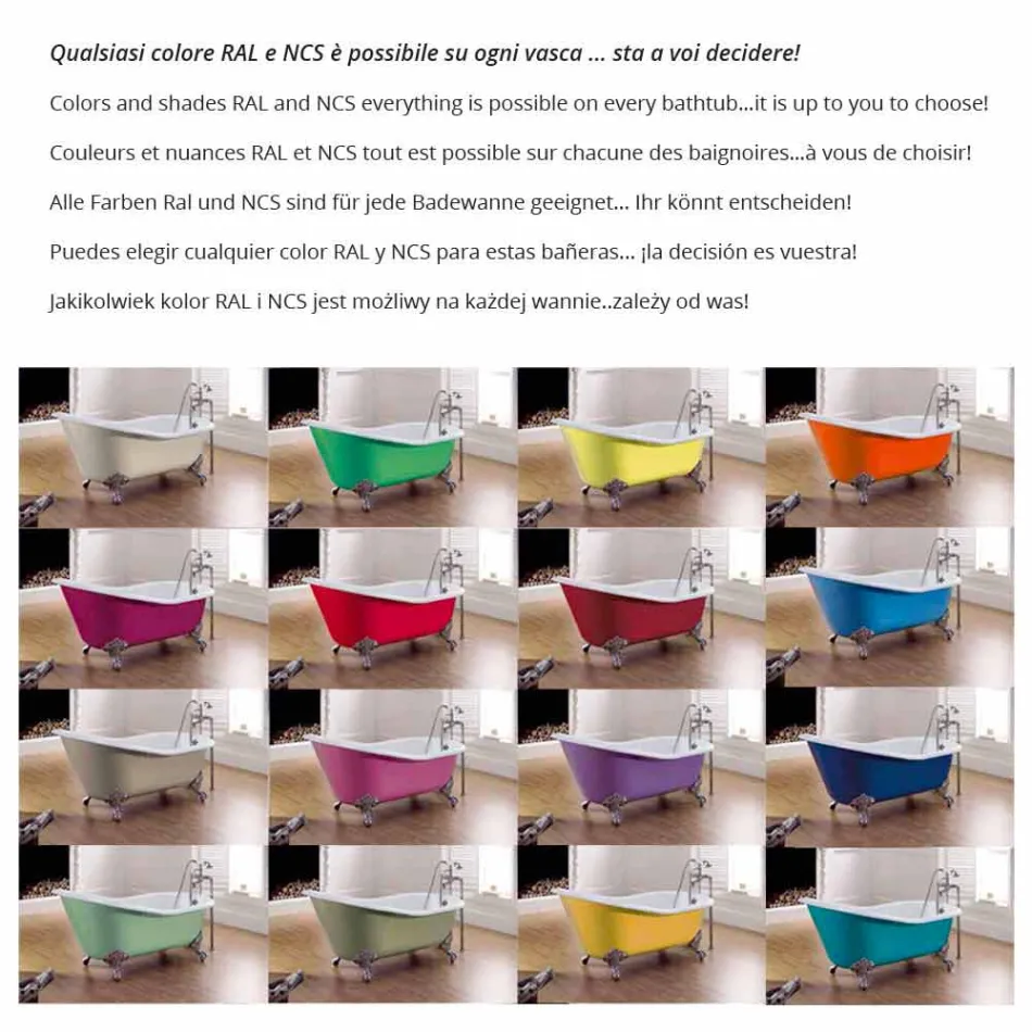 Bad-Design lackiert Gusseisen Alte freistehend Viadurini