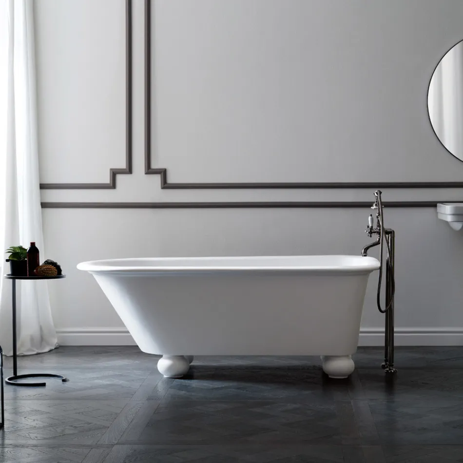 Mattweiße Solid-Surface-Badewanne mit Füßen – Degrees Viadurini