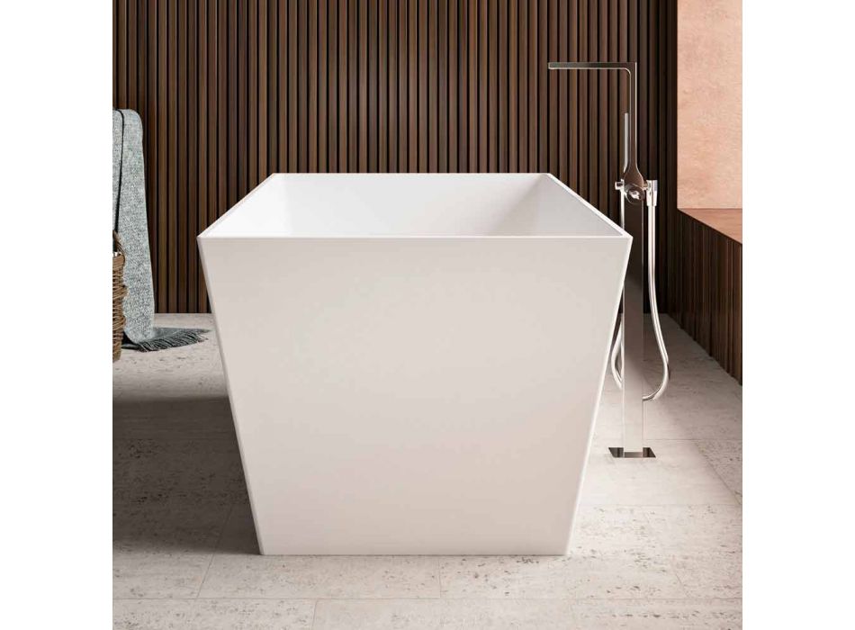Freistehende Badewanne, glänzend / mattweiß, mit zwei Größen - Draht Viadurini