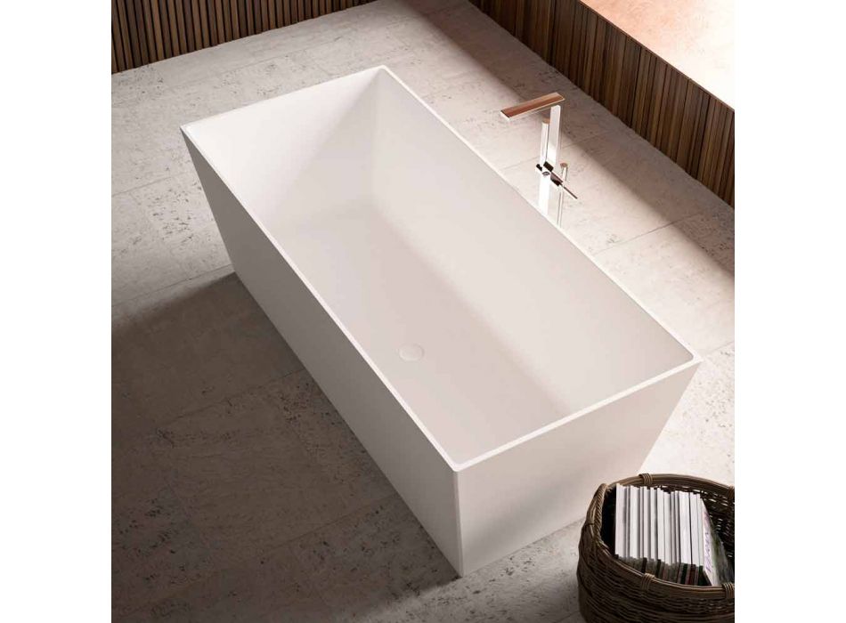 Freistehende Badewanne, glänzend / mattweiß, mit zwei Größen - Draht Viadurini