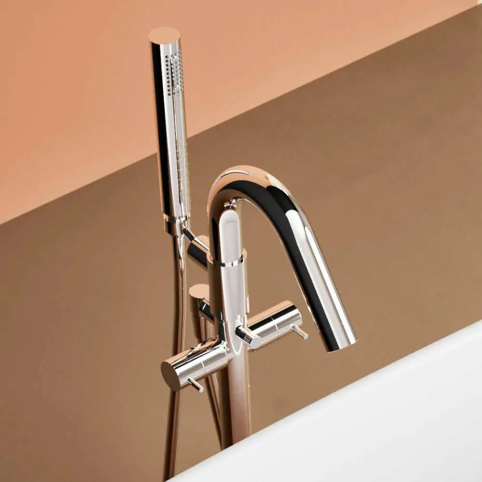 Freistehende Wanne, Made in Italy, in Solid Surface - Flow Viadurini