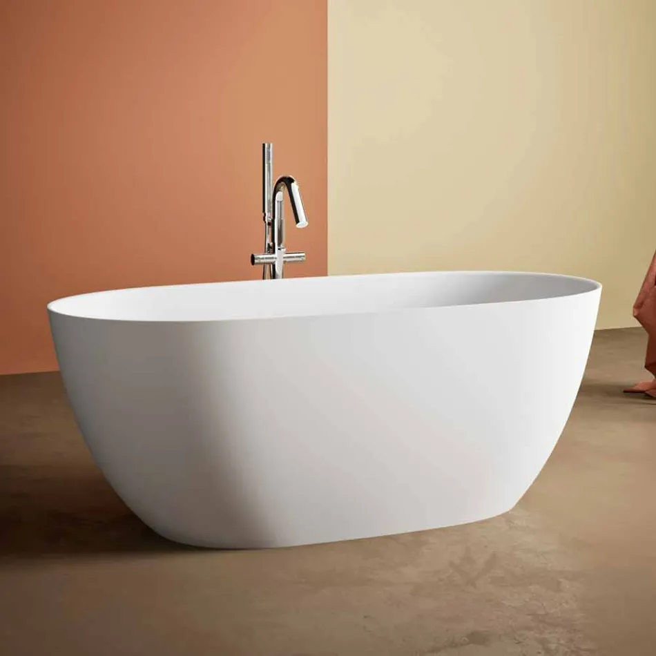 Freistehende Wanne, Made in Italy, in Solid Surface - Flow Viadurini