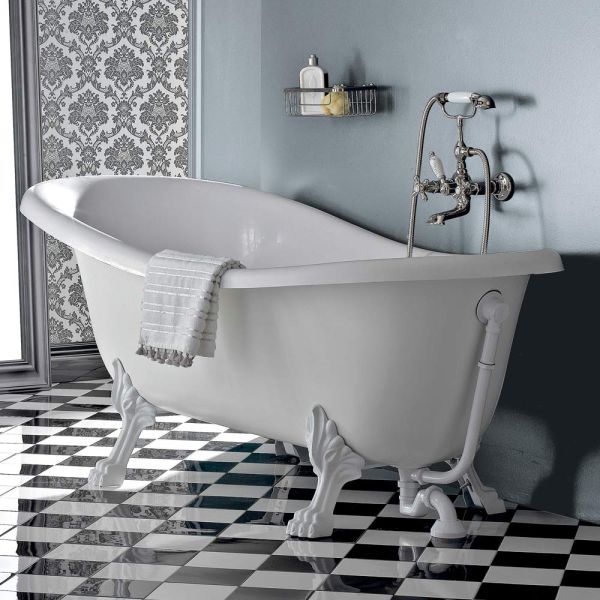 Freistehende badewanne aus acryl im vintage-stil, hergestellt in italien - tabea