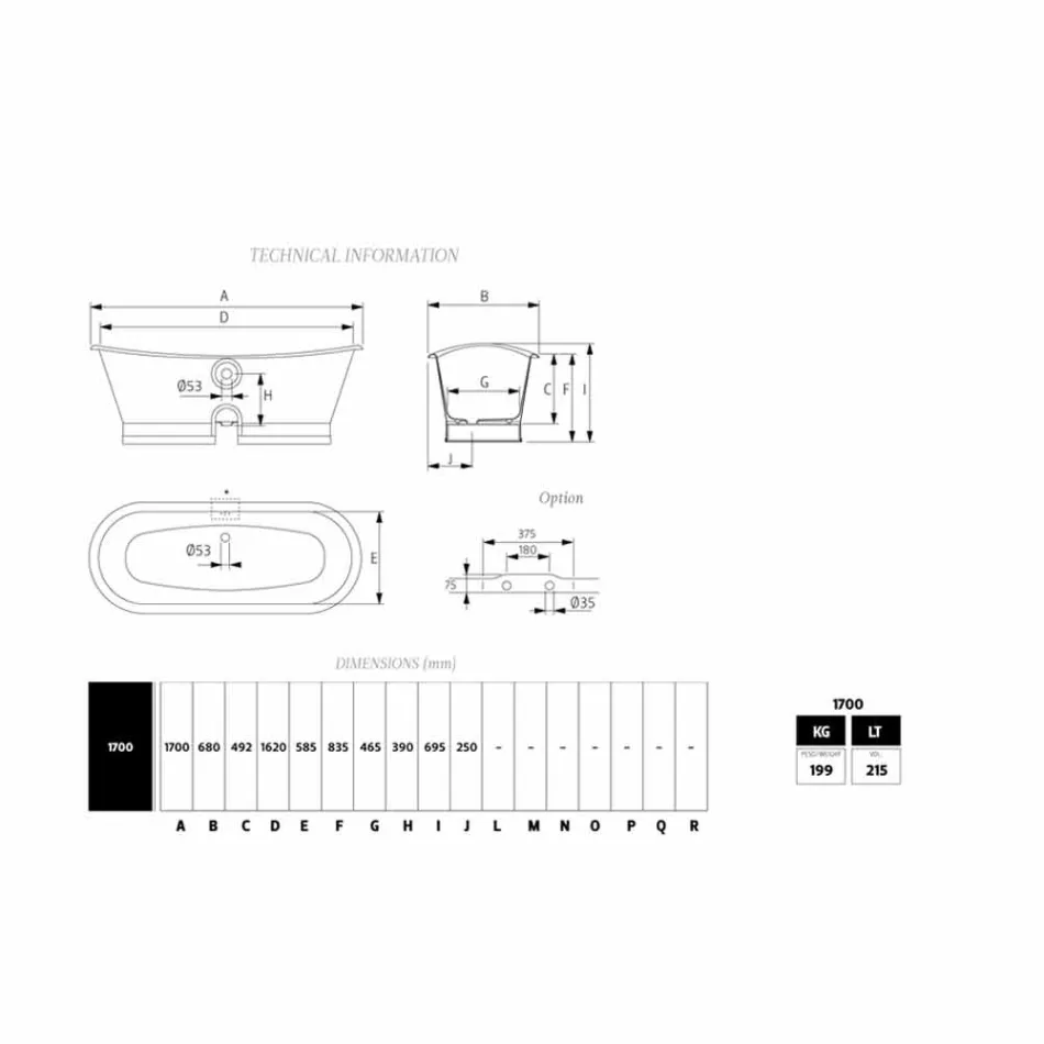 Freistehende Badewanne mit Gusseisen Außenhülle Kupfer Blatt Bass Viadurini