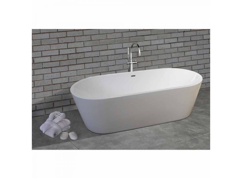 Moderne freistehende Badewanne aus weißem Acryl 1675x780mm Nicole2 Small Viadurini