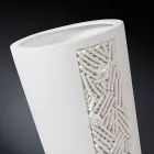 Hohe Indoor-Vase aus weißer Keramik mit Dekoration Made in Italy - Calisto Viadurini