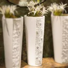 Hohe Indoor-Vase aus weißer Keramik mit Dekoration Made in Italy - Calisto Viadurini