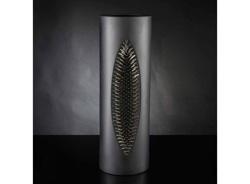 Hohe Indoor-Vase aus mattschwarzer Keramik und Stahl Made in Italy - Jesolo Viadurini