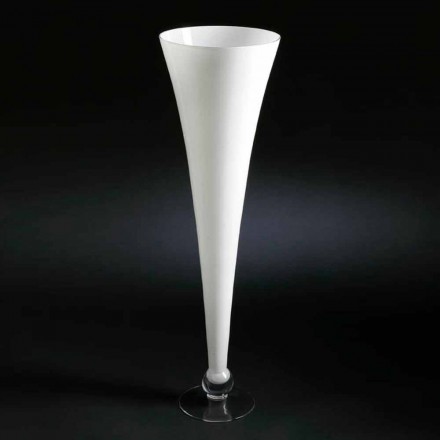 Hohe Indoor-Vase aus weißem und transparentem Glas Made in Italy - Clodino Viadurini