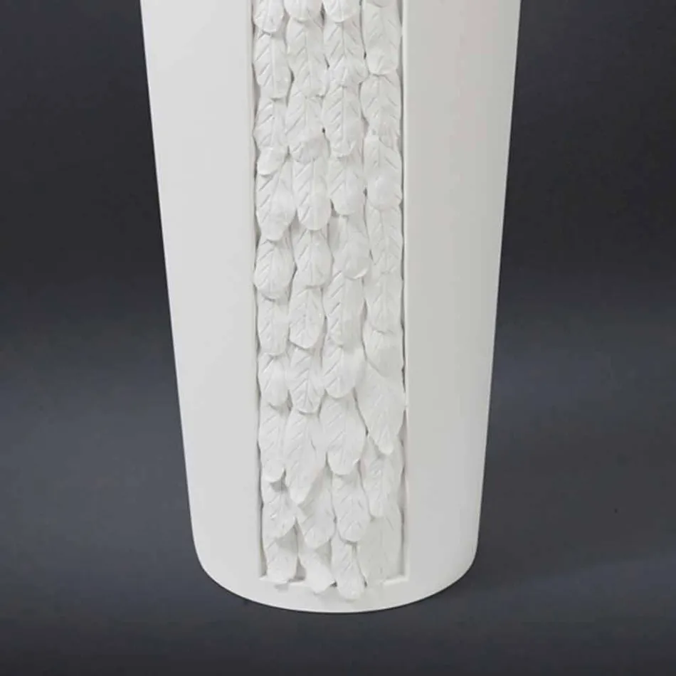 Hohe dekorative Vase aus weißer Keramik mit Dekoration Made in Italy - Calisto Viadurini