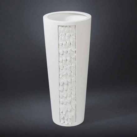 Hohe dekorative Vase aus weißer Keramik mit Dekoration Made in Italy - Calisto Viadurini