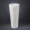 Hohe weiße Keramikvase mit handgefertigter Dekoration in Italien - Calisto