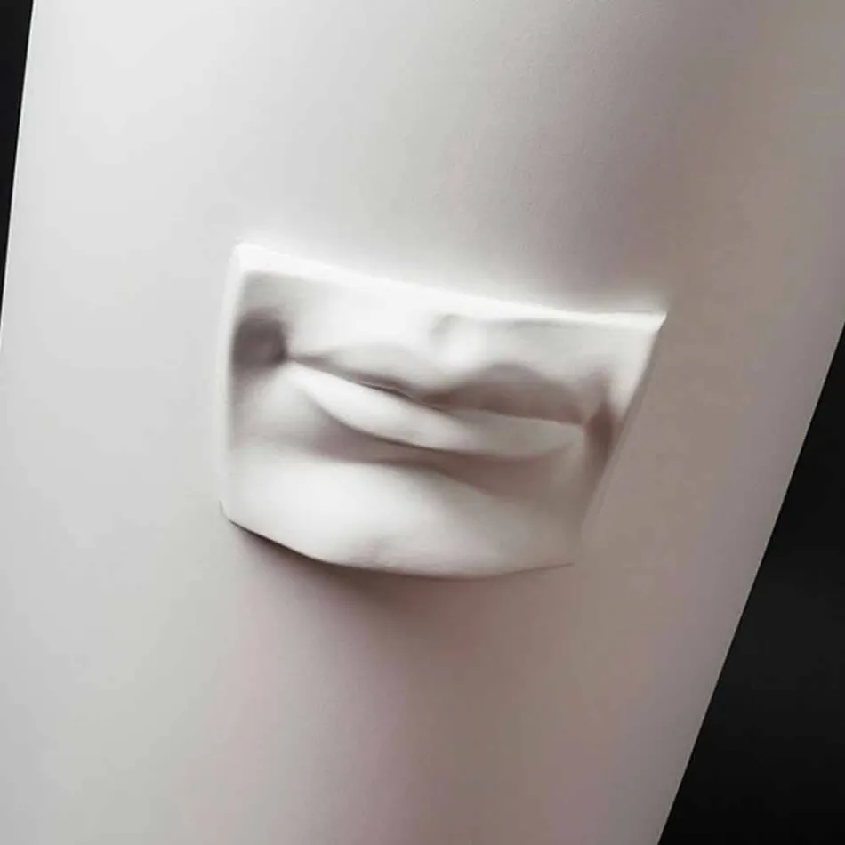 Hohe Vase aus weißer Keramik handgefertigt mit Dekoration Made in Italy - Capuano Viadurini