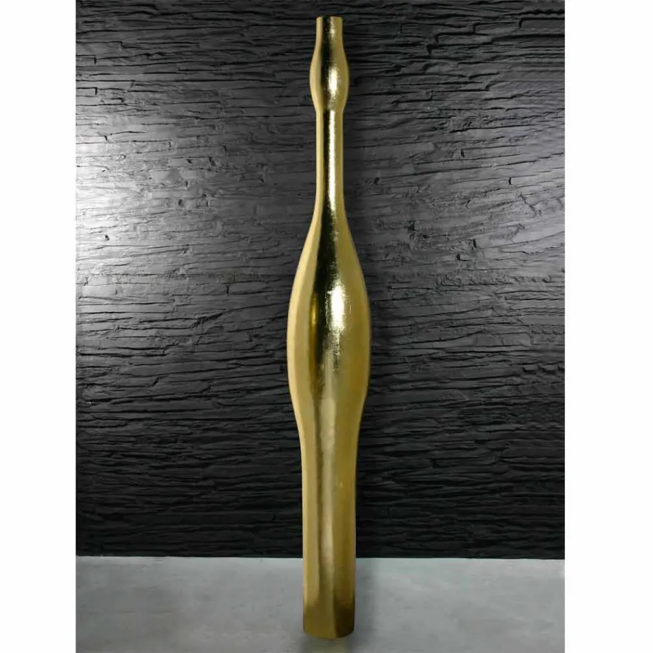 Moderne hohe Vase in Resin Gold oder Silver Leaf Finish Made in Italy - Quarz Viadurini