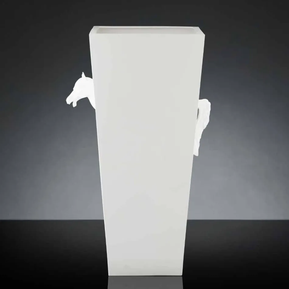 Hohe Indoor-Vase aus weißer Keramik, handgefertigt in Italien - Jacky Viadurini