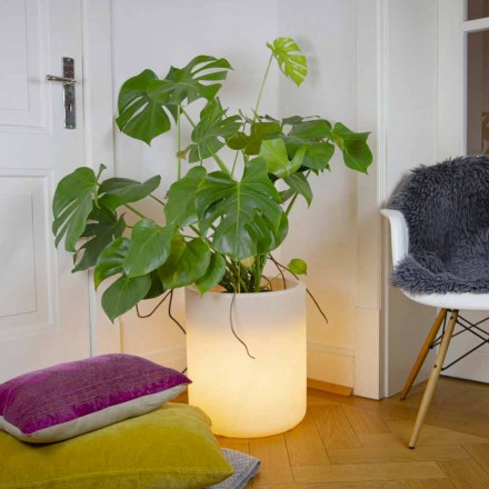 Vase mit Gartenbeleuchtung oder Wohnzimmer farbiges modernes Design - Cilindrostar Viadurini