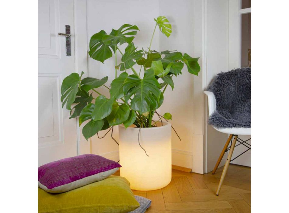 Vase mit Solarbeleuchtung oder LED-Design für drinnen oder draußen - Cilindrostar Viadurini