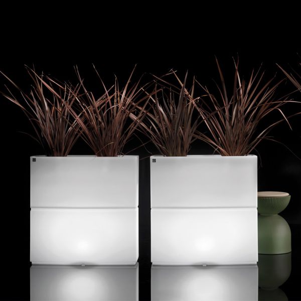 Leuchtende outdoor-vase in zwei farben, hergestellt in italien aus polyethylen - lambo