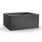 Rechteckige Outdoor-Vase aus farbigem Polyethylen Made in Italy - Grau Viadurini