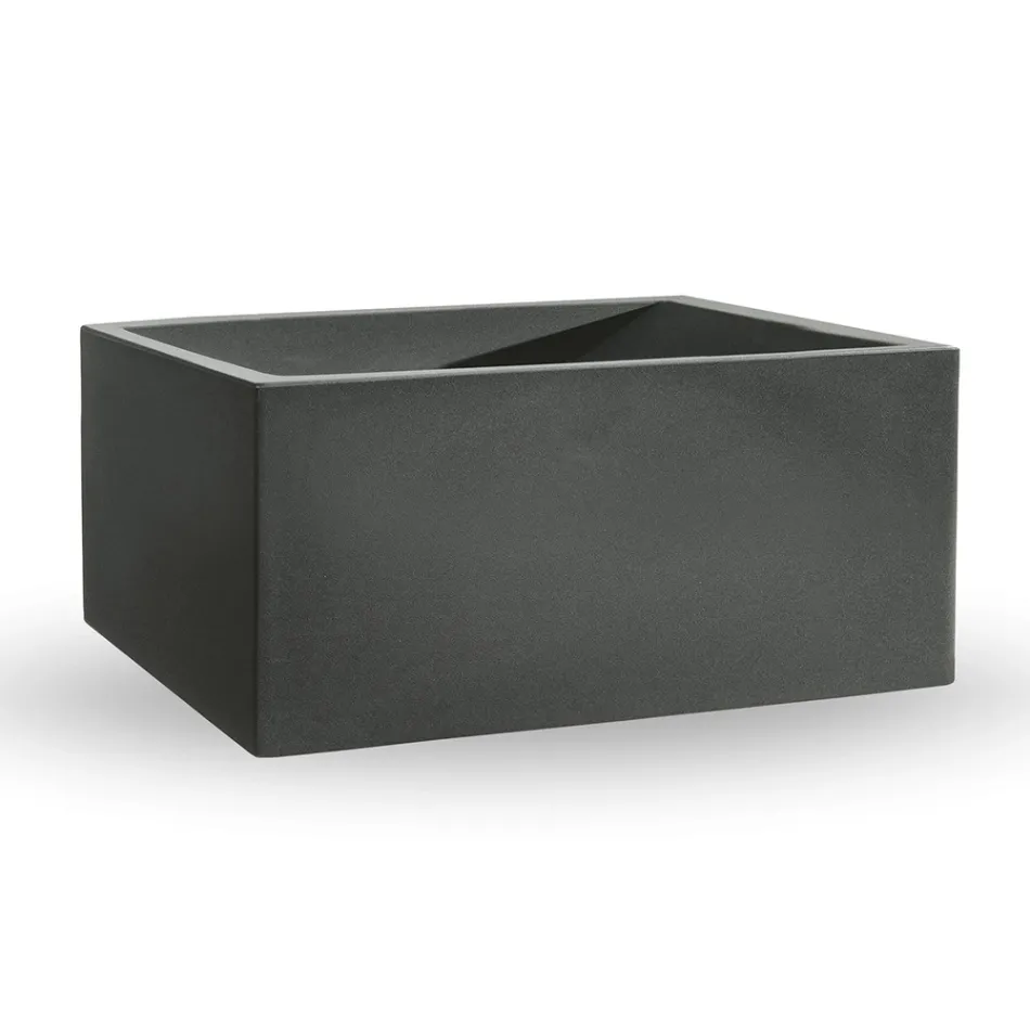 Rechteckige Outdoor-Vase aus farbigem Polyethylen Made in Italy - Grau Viadurini