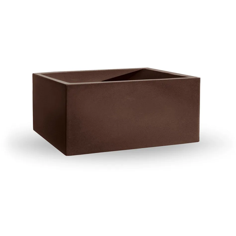 Rechteckige Outdoor-Vase aus farbigem Polyethylen Made in Italy - Grau Viadurini