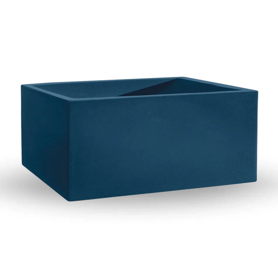 Rechteckige Outdoor-Vase aus farbigem Polyethylen Made in Italy - Grau Viadurini