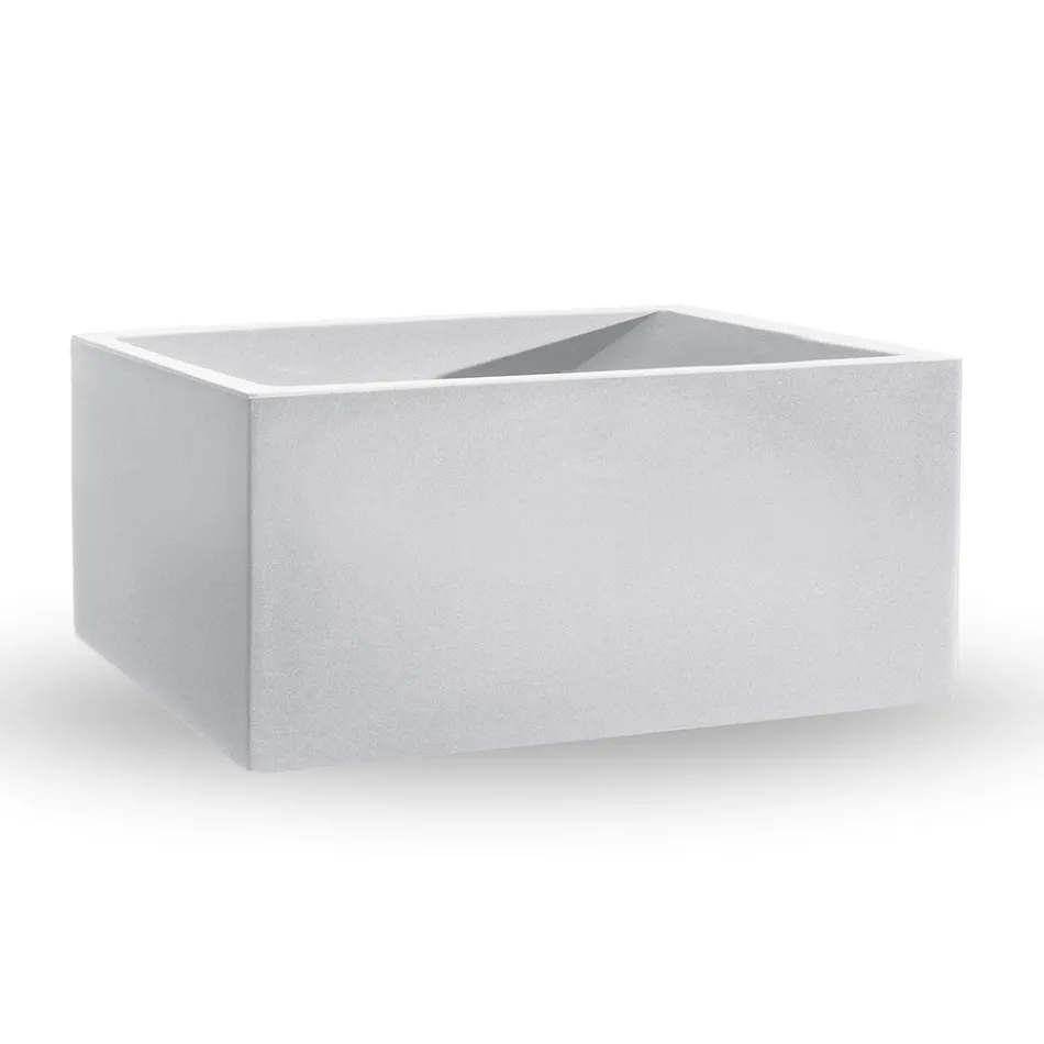 Rechteckige Outdoor-Vase aus farbigem Polyethylen Made in Italy - Grau Viadurini