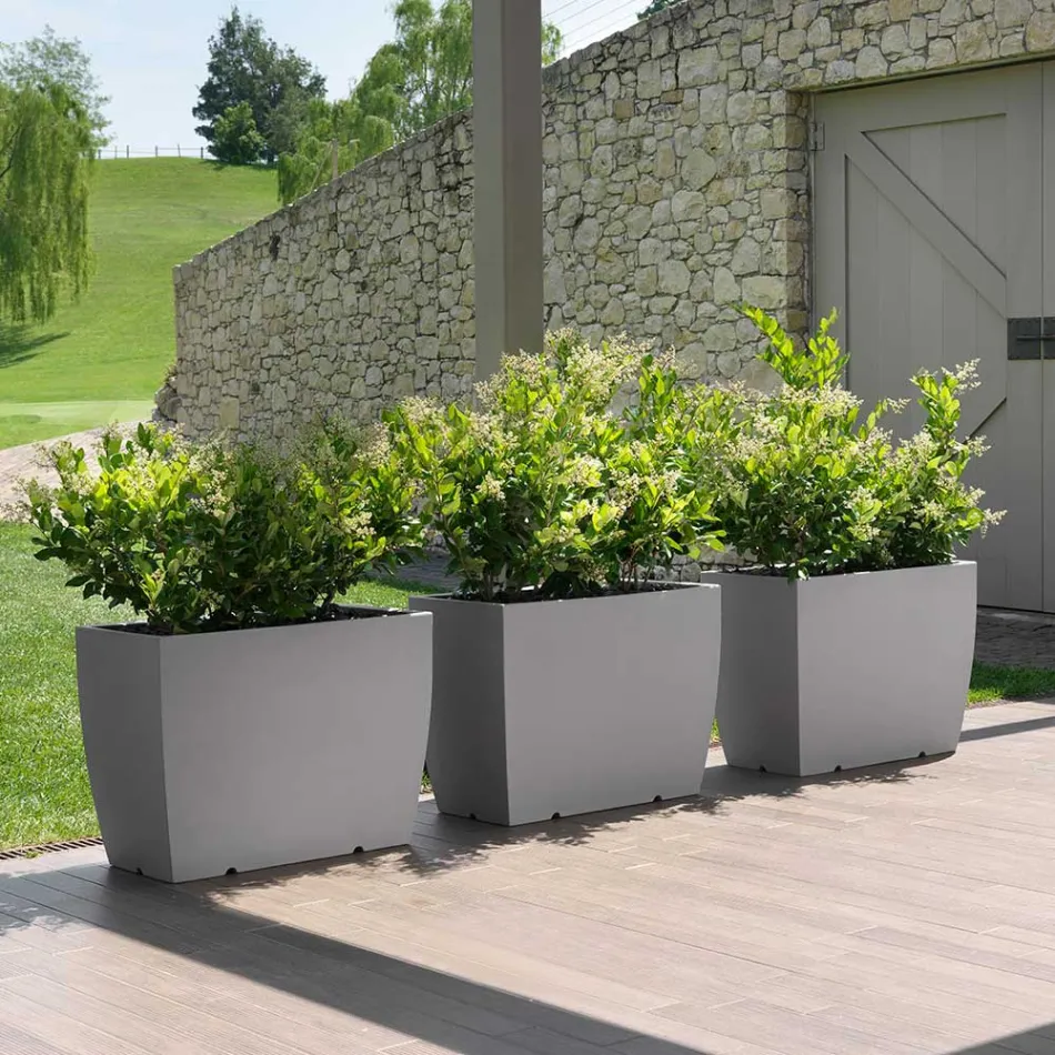 Rechteckige Außenvase aus Polyethylen Made in Italy - Albarone Viadurini