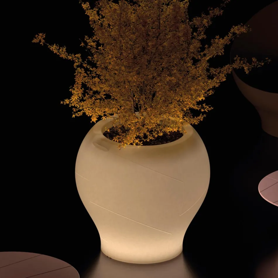 Leuchtende Gartenvase aus Alabaster-Polyethylen, hergestellt in Italien – Lotus Viadurini