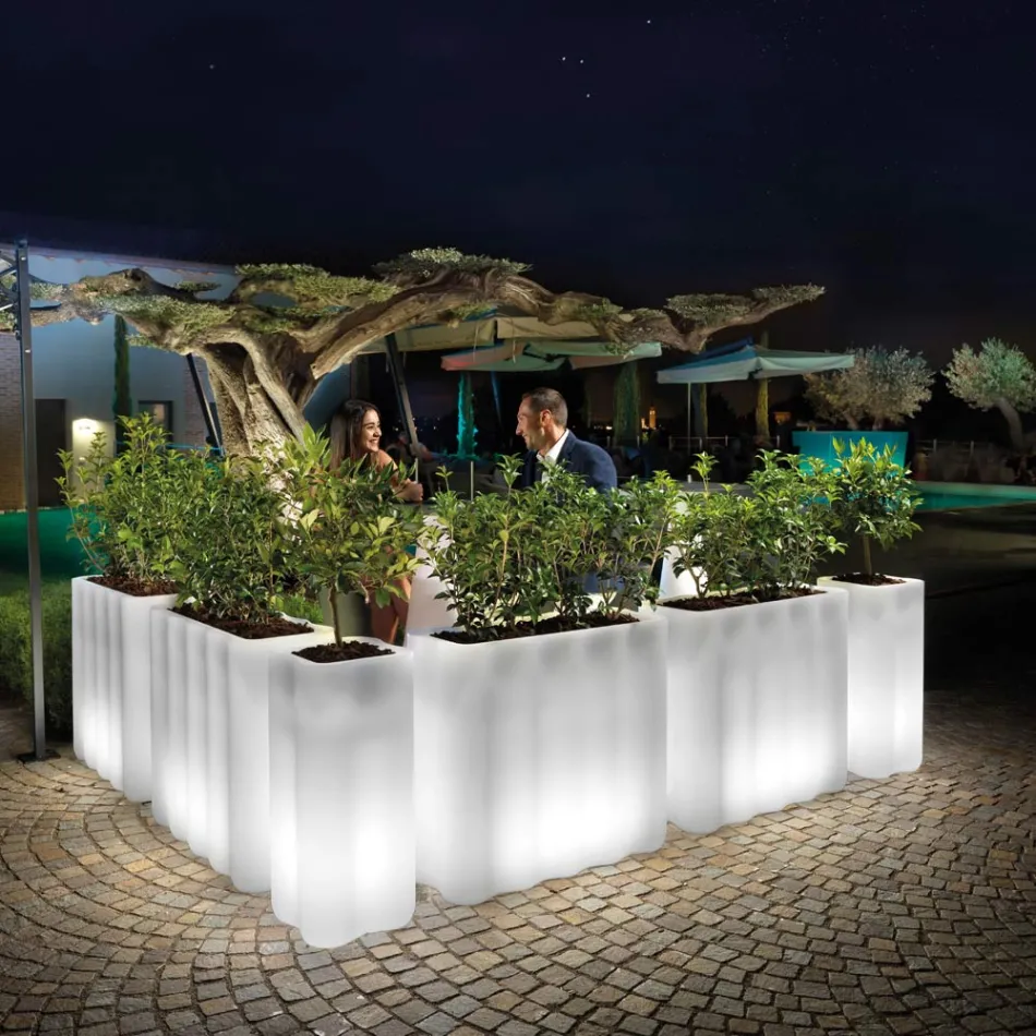 Heller Gartentopf aus weißem Polyethylen Made in Italy - Crizia Viadurini