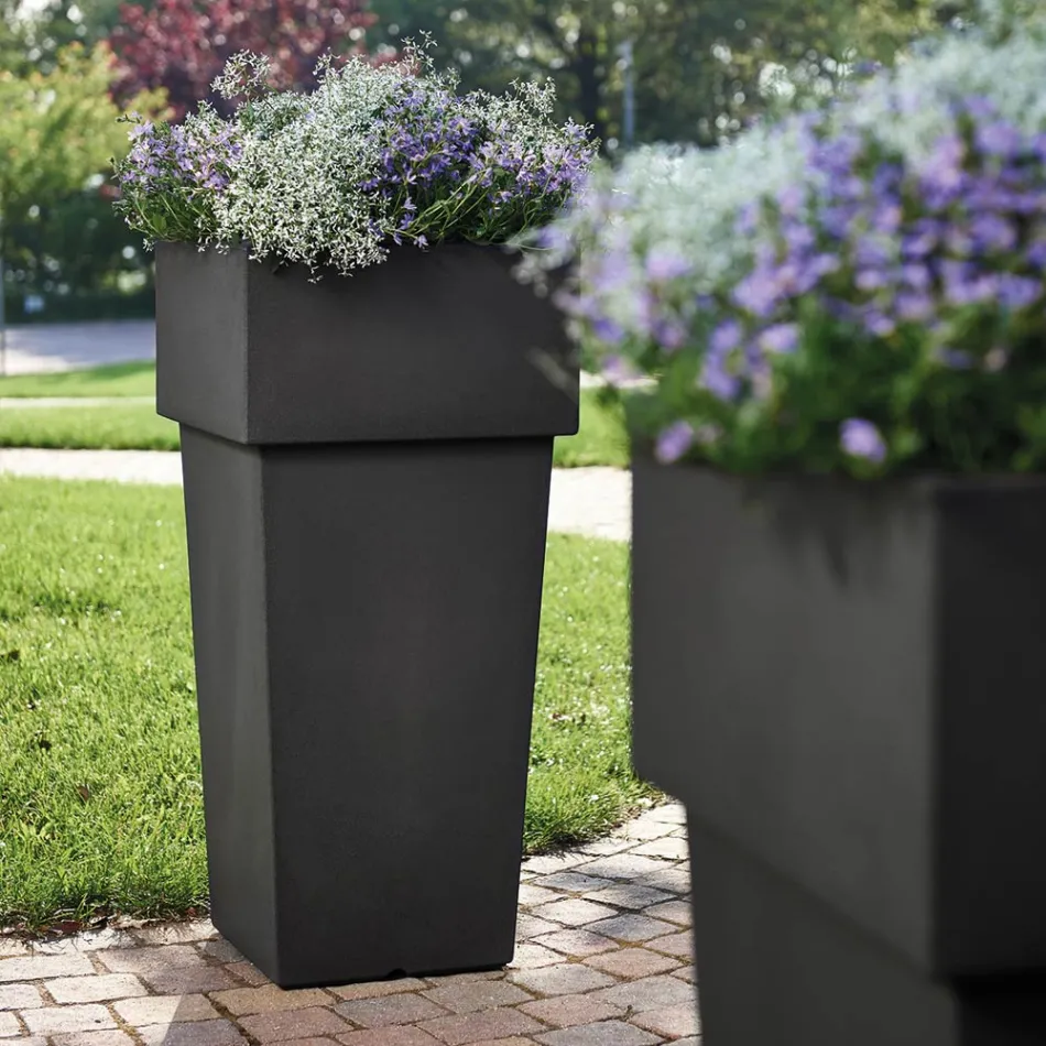 Quadratischer Gartentopf aus farbigem Polyethylen Made in Italy - Vidal Viadurini