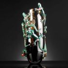 Handgefertigte Indoor-Vase aus farbigem Glas mit Geckos Made in Italy - Geco Viadurini