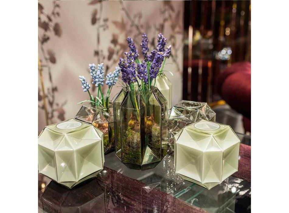 Indoor-Vase aus poliertem Glas, handgefertigt in Italien - Flock Viadurini