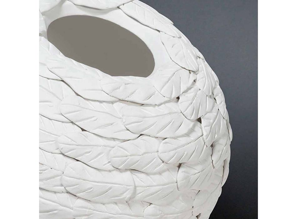 Dekorative Kugelvase aus dekorierter weißer Keramik Made in Italy - Herculaneum