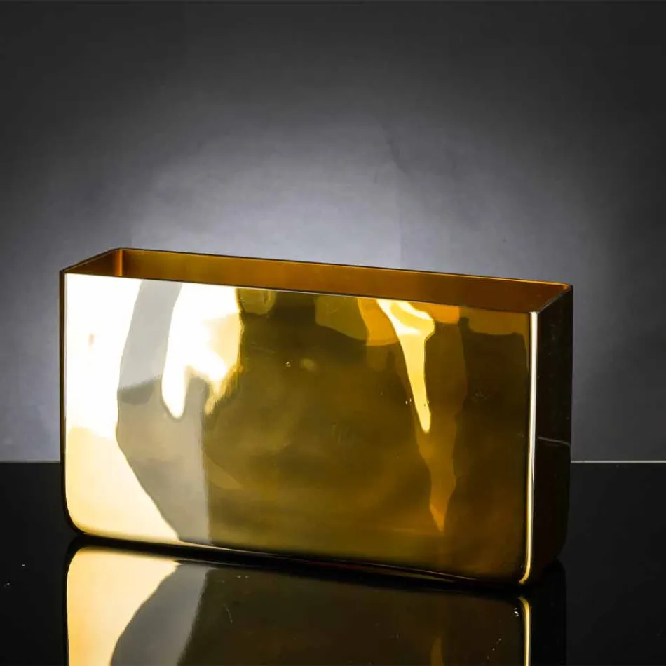 Handgefertigte dekorative Vase aus mundgeblasenem Glas mit Gold-Finish Made in Italy - Ephesus Viadurini