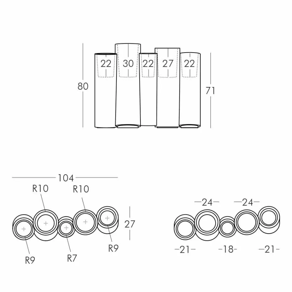 Dekorativer farbiger Vase Slide Bamboo moderner Entwurf hergestellt in Italien Viadurini
