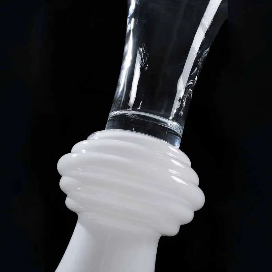 Dekorative Glasvase für den Innenbereich mit weißem Sockel Made in Italy - Catia Viadurini