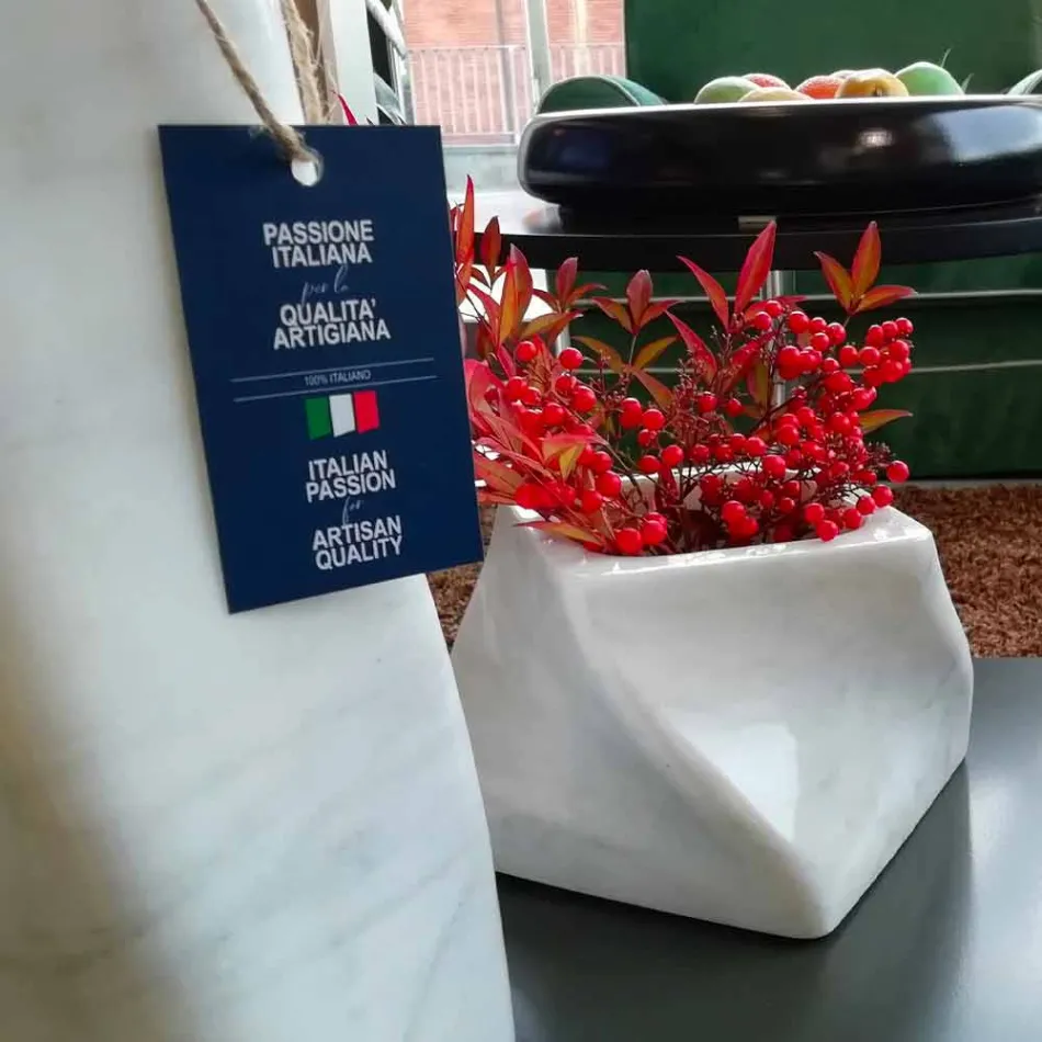 Dekorative Design Vase aus Bardiglio oder Carrara Marmor Made in Italy - Prisma Viadurini