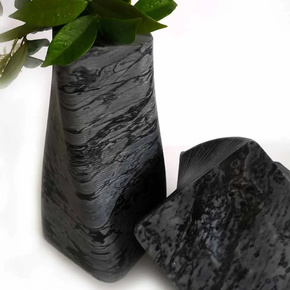 Dekorative Design Vase aus Bardiglio oder Carrara Marmor Made in Italy - Prisma Viadurini