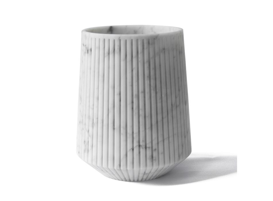 Dekorative Vase aus weißem Carrara-Marmor oder Portoro-Design mit Streifen - Kairo