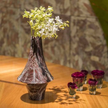 Dekorative Vase aus rotem Marmor mit weißen Adern Made in Italy - Original