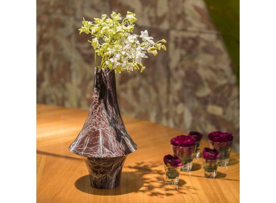 Dekorative Vase aus rotem Marmor mit weißen Adern Made in Italy - Original