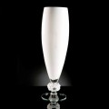 Dekorative Vase aus weißem und transparentem Glas, handgefertigt in Italien - Crezia