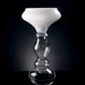 Moderne dekorative Vase aus weißem und transparentem Glas Made in Italy - Vulcano